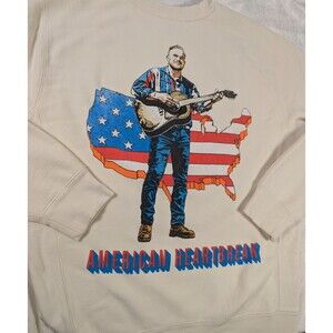 Zach Bryan American Heartbreak Crewneck Sweatshirt Men's Large Cream Graphic